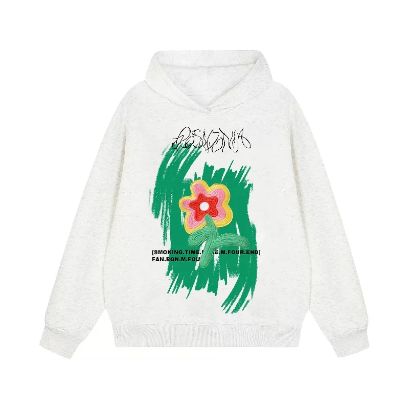 Women's fleece - lined hoodie with thumbholes for warmth in winterAG American Retro Flower Language Hoodie Women's fleece - lined hoodie with thumbholes for warmth in winterAG American Retro Flower Language Hoodie