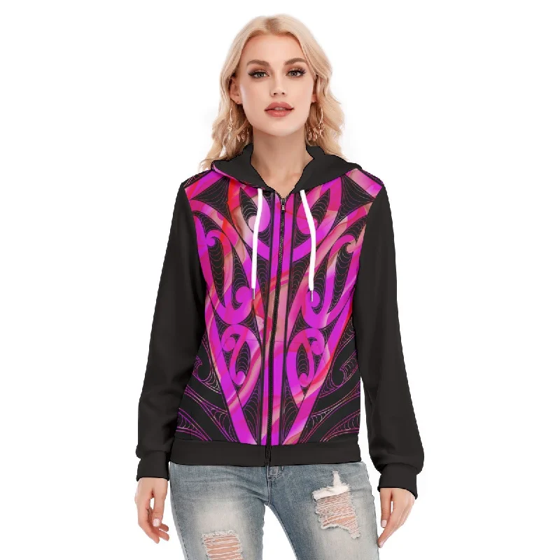 Women's cropped sweatshirt with a slogan graphic for a fun and expressive lookAll-Over Print Women's Hoodie With Zipper Women's cropped sweatshirt with a slogan graphic for a fun and expressive lookAll-Over Print Women's Hoodie With Zipper