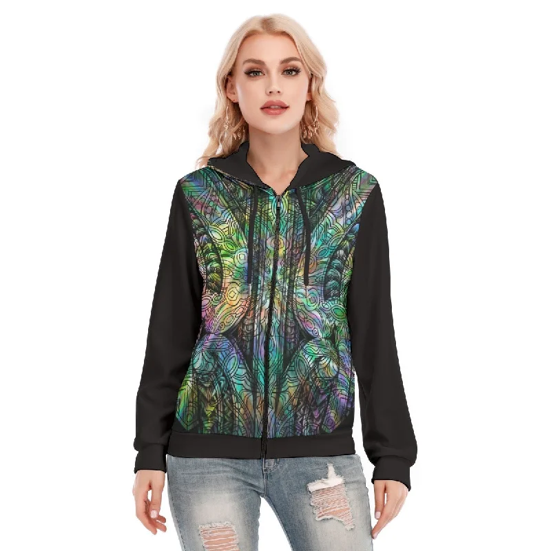 Women's fleece - lined hoodie with thumbholes for warmth in winterAll-Over Print Women's Hoodie With Zipper Women's fleece - lined hoodie with thumbholes for warmth in winterAll-Over Print Women's Hoodie With Zipper