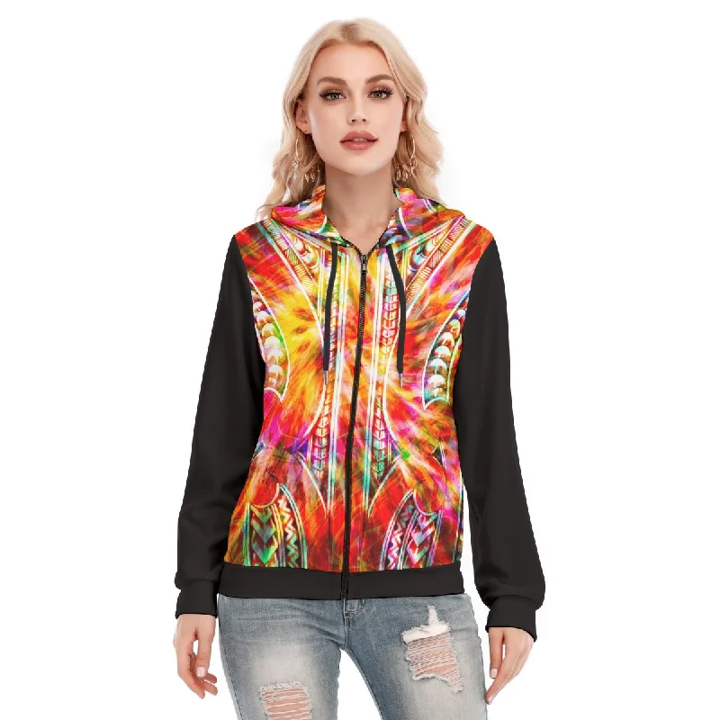 Women's cropped sweatshirt with a slogan graphic for a fun and expressive lookAll-Over Print Women's Hoodie With Zipper Women's cropped sweatshirt with a slogan graphic for a fun and expressive lookAll-Over Print Women's Hoodie With Zipper