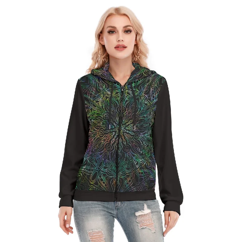 Women's sherpa - lined hoodie for extreme cold weather outdoor activitiesAll-Over Print Women's Hoodie With Zipper Women's sherpa - lined hoodie for extreme cold weather outdoor activitiesAll-Over Print Women's Hoodie With Zipper