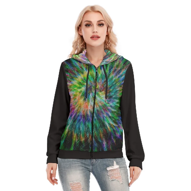 Women's crew - neck sweatshirt in a heather gray shade for a classic and versatile optionAll-Over Print Women's Hoodie With Zipper Women's crew - neck sweatshirt in a heather gray shade for a classic and versatile optionAll-Over Print Women's Hoodie With Zipper