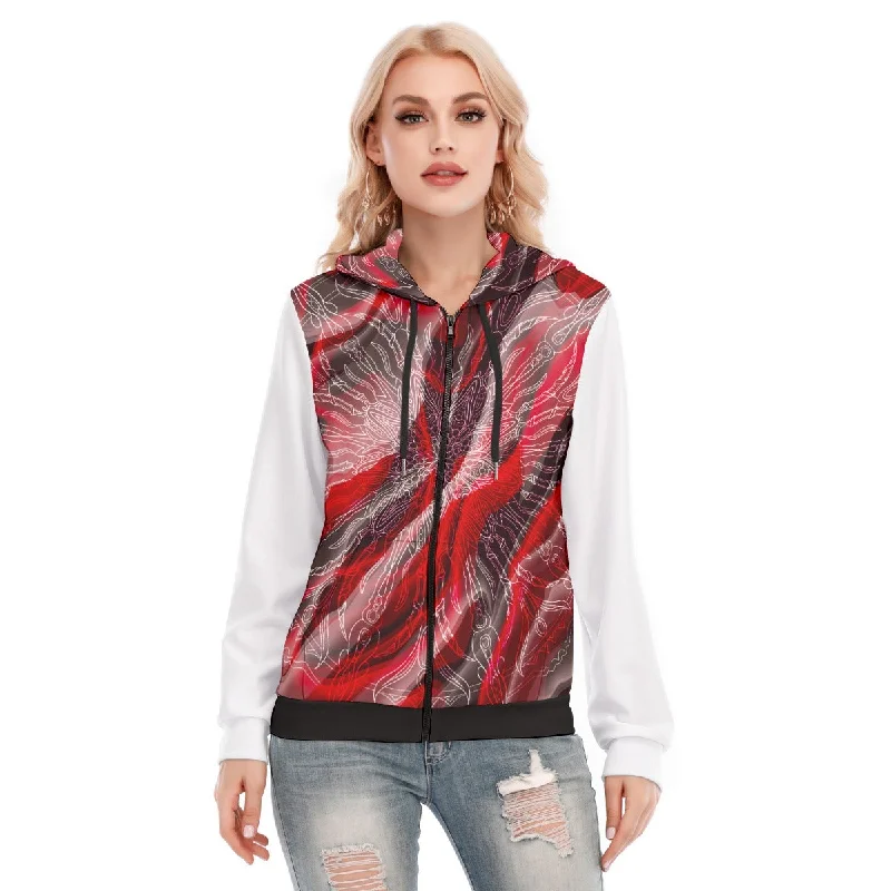Women's cropped sweatshirt with a slogan graphic for a fun and expressive lookAll-Over Print Women's Hoodie With Zipper Women's cropped sweatshirt with a slogan graphic for a fun and expressive lookAll-Over Print Women's Hoodie With Zipper