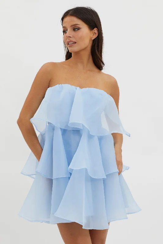 Plus Size Women Dress with a Flattering A - Line Cut for Comfort and StyleBehati Tiered Layer Mini Dress Blue