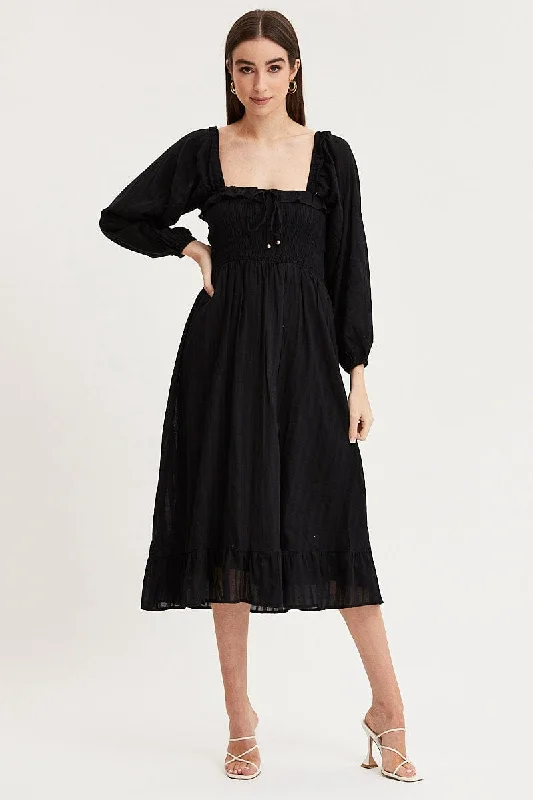 Halter Neck Women Dress to Show Off the Shoulders and NecklineBlack Midi Dress Long Sleeve Evening Halter Neck Women Dress to Show Off the Shoulders and NecklineBlack Midi Dress Long Sleeve Evening