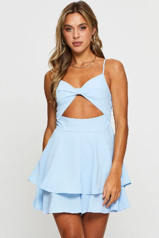 Wrap - Style Women Dress with Adjustable Fit for All Body TypesBlue Mini Dress Sleeveless Wrap - Style Women Dress with Adjustable Fit for All Body TypesBlue Mini Dress Sleeveless