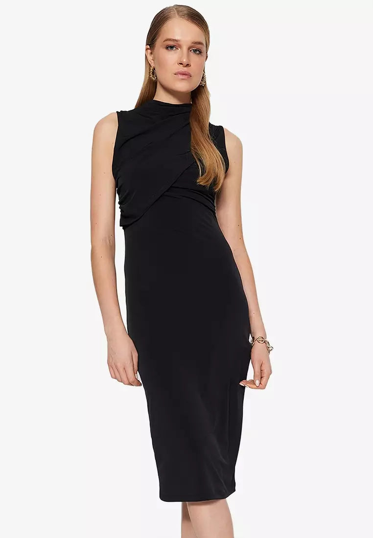 Sleeveless Women Dress in Bright Colors for Summer PartiesBodycon Slim Fit Knit Dress Black
