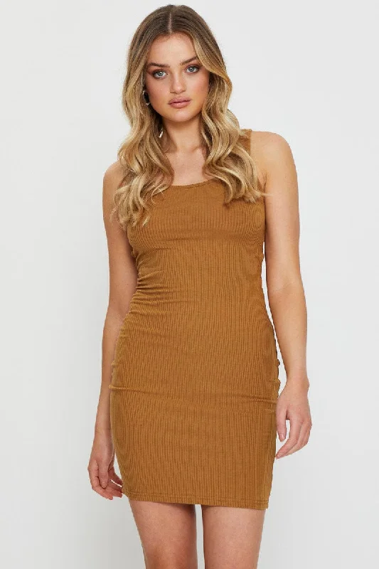 Mini Women Dress with a Short Hem for a Young and Trendy StyleBrown Bodycon Dress Mini Mini Women Dress with a Short Hem for a Young and Trendy StyleBrown Bodycon Dress Mini