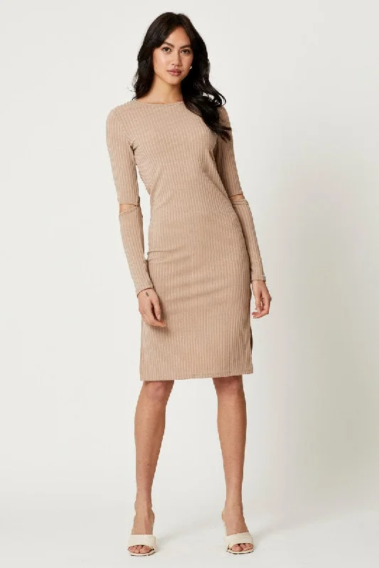 Off - the - Shoulder Women Dress for a Romantic and Feminine LookBrown Midi Dress Long Sleeve Off - the - Shoulder Women Dress for a Romantic and Feminine LookBrown Midi Dress Long Sleeve