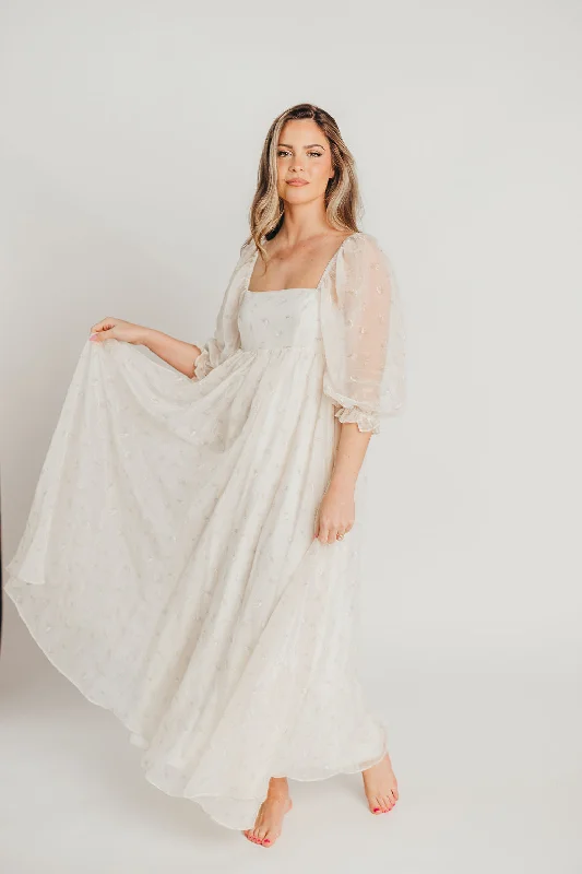 Strapless Women Dress with a Built - in Bra for Comfort and SupportMona Maxi Dress with Smocking in Butter Floral - Bump Friendly (S-3XL)