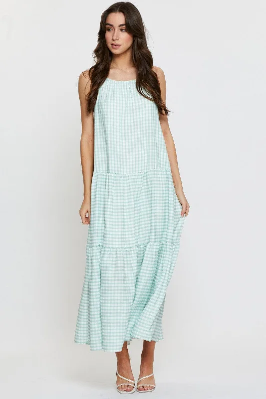 Pleated Women Dress with a Timeless and Elegant TextureCheck A Line Dress Maxi