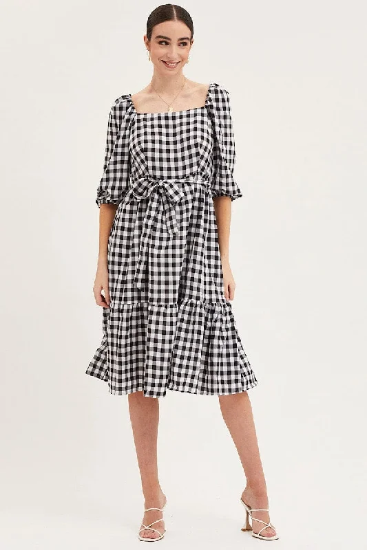 Shift Women Dress with a Simple and Classic Design for Everyday WearCheck Dress Puff Sleeve Maxi Shift Women Dress with a Simple and Classic Design for Everyday WearCheck Dress Puff Sleeve Maxi