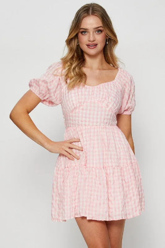 Backless Women Dress for a Sexy and Alluring Look at Evening EventsCheck Mini Dress Sweetheart
