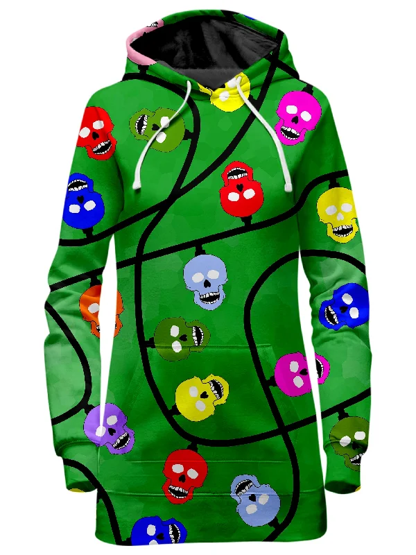 Women's tie - front hoodie in a lightweight fabric for summer layeringChristmas Skulls Green Hoodie Dress Women's tie - front hoodie in a lightweight fabric for summer layeringChristmas Skulls Green Hoodie Dress