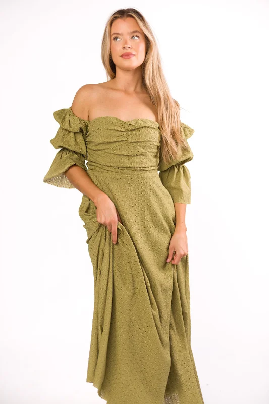 Sleeveless Women Dress in Bright Colors for Summer PartiesCorrine Tiered Sleeve Maxi Dress with Pockets in Clover Green - Bump Friendly