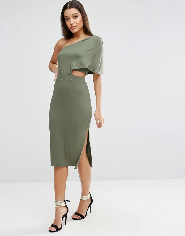 Women's cropped leather jackets with silver zippers for a punk - inspired outfitDeep One Shoulder Midi Bodycon Dress Women's cropped leather jackets with silver zippers for a punk - inspired outfitDeep One Shoulder Midi Bodycon Dress