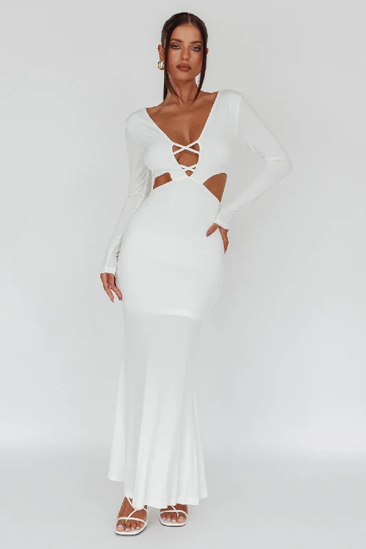 Empire Waist Women Dress to Accentuate the Bust and Conceal the WaistDress Codes Cut-Out Maxi Dress White