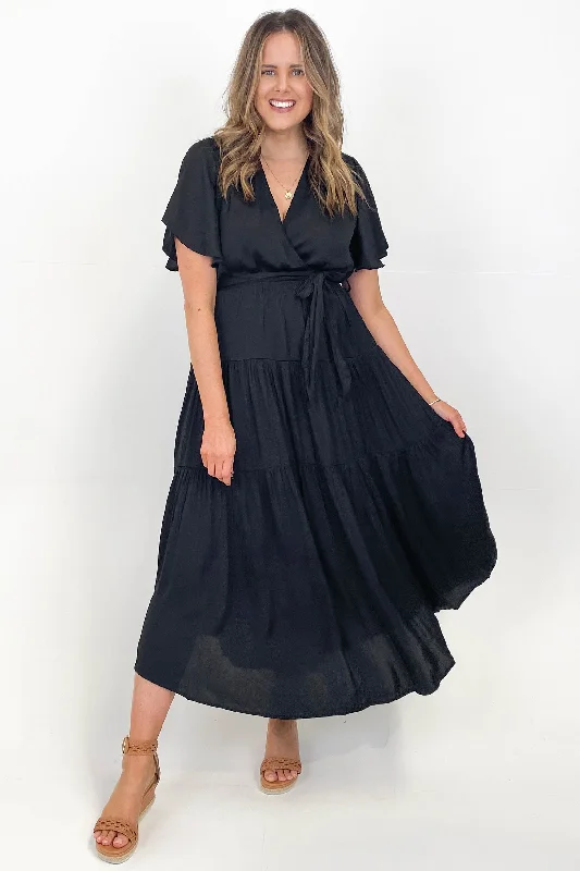 Mini Women Dress with a Short Hem for a Young and Trendy StyleEbby & I Tier Maxi Dress Black