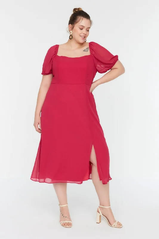Ball Gown Women Dress with a Full Skirt for a Princess - like LookFuchsia Pink Milk Maid Dress