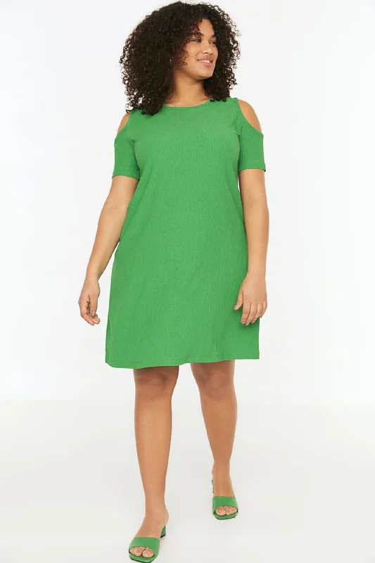 Ball Gown Women Dress with a Full Skirt for a Princess - like LookGreen A-Line Cut Out Knit Dress