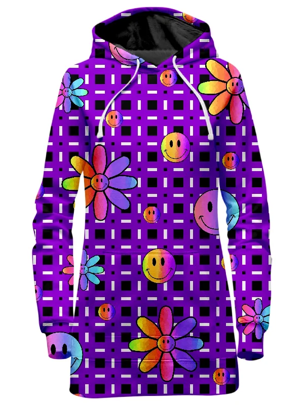 Women's cropped sweatshirt with a lace - trimmed hem for a romantic lookHappiness On Purple Hoodie Dress Women's cropped sweatshirt with a lace - trimmed hem for a romantic lookHappiness On Purple Hoodie Dress