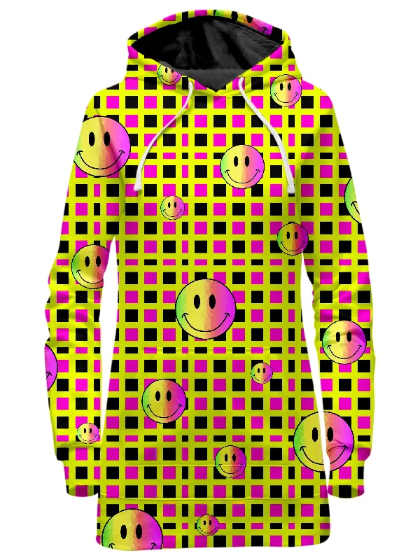 Women's zip - front sweatshirt with contrast stitching for a sporty aestheticHappy Plaid Hoodie Dress Women's zip - front sweatshirt with contrast stitching for a sporty aestheticHappy Plaid Hoodie Dress