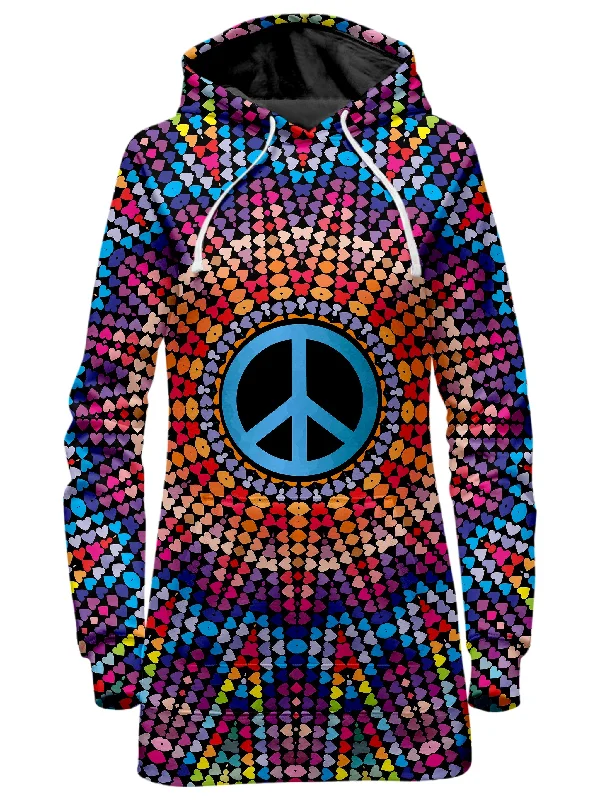 Women's long - sleeve cropped sweatshirt with ribbed cuffs for a snug fitLove And Peace Hoodie Dress Women's long - sleeve cropped sweatshirt with ribbed cuffs for a snug fitLove And Peace Hoodie Dress