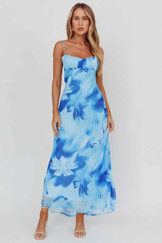 Halter Neck Women Dress to Show Off the Shoulders and NecklineNerida Low Back Twist Maxi Dress Lily Blue