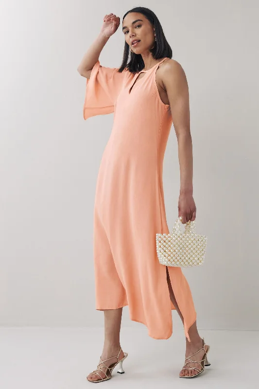Printed Abstract Women Dress for a Modern and Artistic AppealOne Shoulder Midi Dress Blush