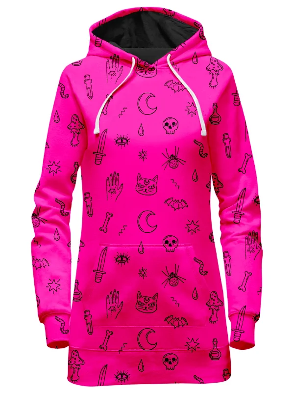 Women's fleece - lined hoodie with thumbholes for warmth in winterPink Pattern Hoodie Dress Women's fleece - lined hoodie with thumbholes for warmth in winterPink Pattern Hoodie Dress