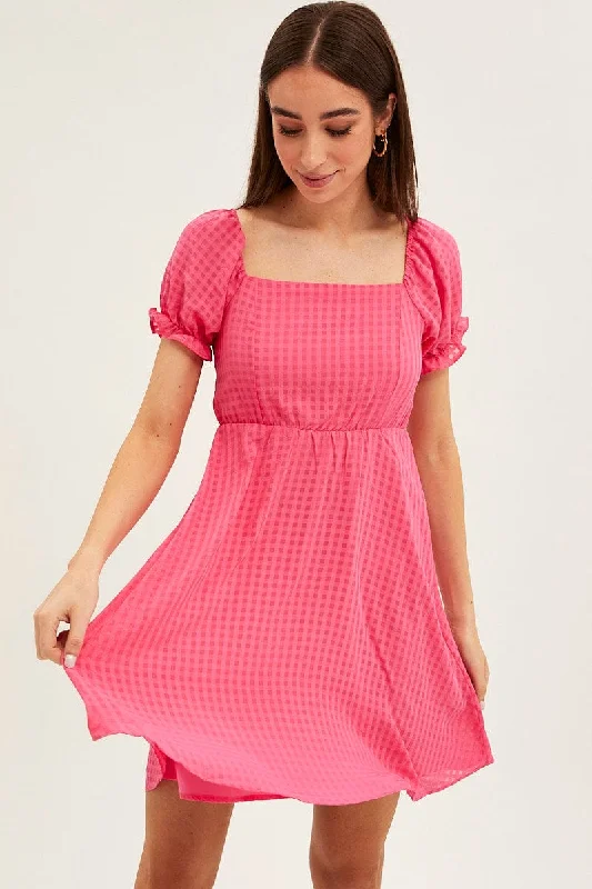 Maxi Women Dress with Floral Print for a Bohemian VibePink Square Neck Puff Sleeve Skater Dress Maxi Women Dress with Floral Print for a Bohemian VibePink Square Neck Puff Sleeve Skater Dress