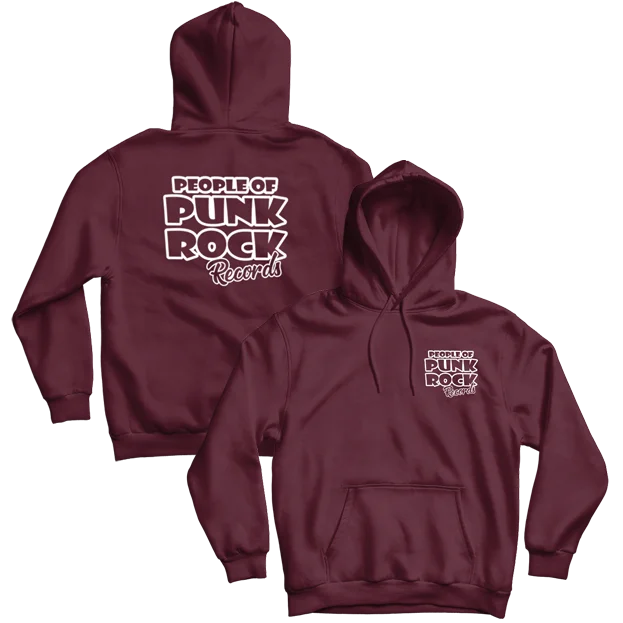 Women's long - sleeve cropped sweatshirt with ribbed cuffs for a snug fitPOPR Records "Logo" (Maroon) (Pullover Hoodie) Women's long - sleeve cropped sweatshirt with ribbed cuffs for a snug fitPOPR Records "Logo" (Maroon) (Pullover Hoodie)