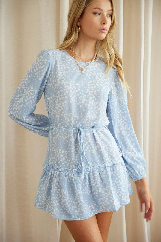 Strapless Women Dress with a Built - in Bra for Comfort and SupportPrint Mini Dress Long Sleeve