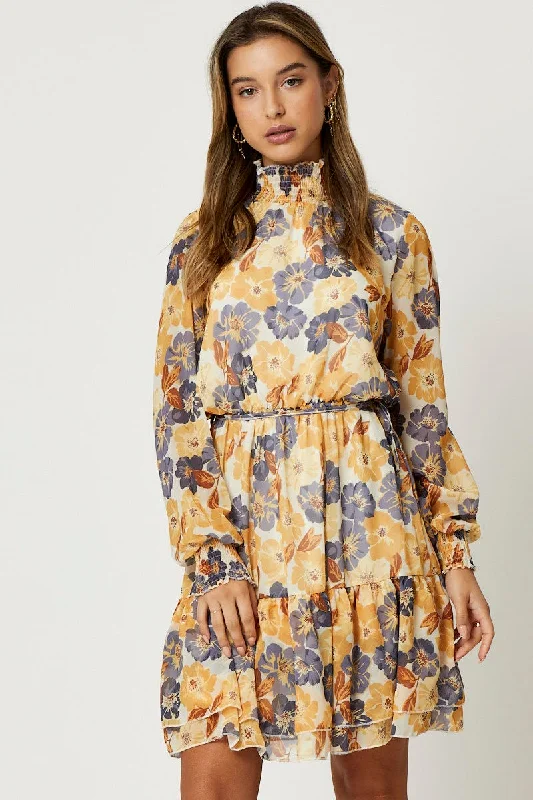 Little Black Women Dress with Sequins for a Glamorous Night OutPrint Mini Dress Long Sleeve Evening