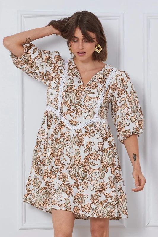 Long - Sleeve Women Dress in Velvet for a Luxurious Winter LookPrint Mini Dress Short Sleeve Relaxed