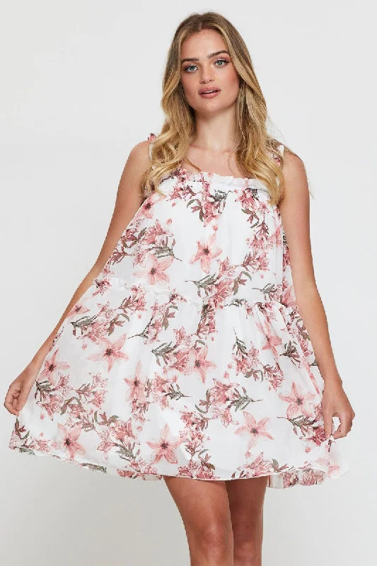 Off - the - Shoulder Women Dress for a Romantic and Feminine LookPrint Mini Dress Sleeveless Square Neck Off - the - Shoulder Women Dress for a Romantic and Feminine LookPrint Mini Dress Sleeveless Square Neck