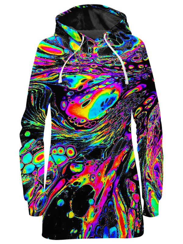 Women's oversized cropped hoodie with drawstrings for a trendy lookRainbow Magma Hoodie Dress Women's oversized cropped hoodie with drawstrings for a trendy lookRainbow Magma Hoodie Dress