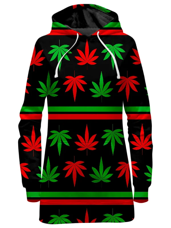 Women's crew - neck sweatshirt in a heather gray shade for a classic and versatile optionRed And Green Festive Bud Hoodie Dress Women's crew - neck sweatshirt in a heather gray shade for a classic and versatile optionRed And Green Festive Bud Hoodie Dress