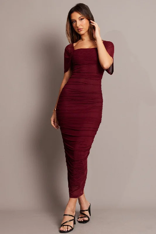 Printed Abstract Women Dress for a Modern and Artistic AppealRed Bodycon Dress Mesh