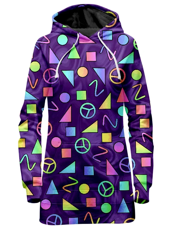 Women's cropped sweatshirt with a lace - trimmed hem for a romantic lookRetro Shapes Peace Symbols Purple Hoodie Dress Women's cropped sweatshirt with a lace - trimmed hem for a romantic lookRetro Shapes Peace Symbols Purple Hoodie Dress