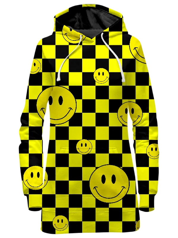 Women's hoodie with a detachable hood for customizable stylingSmile Checkerboard Hoodie Dress Women's hoodie with a detachable hood for customizable stylingSmile Checkerboard Hoodie Dress