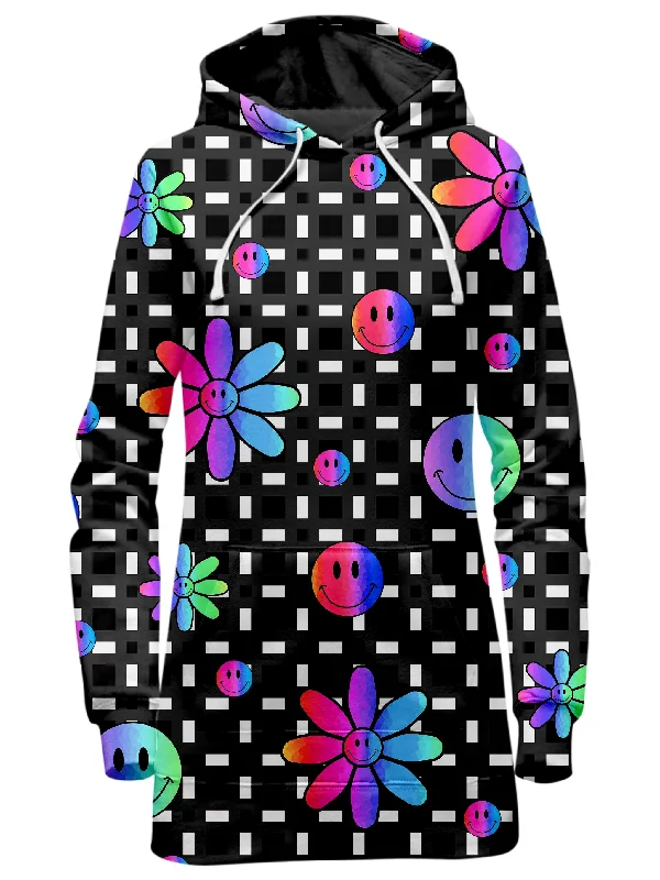 Women's hoodie with a glittery print for a glamorous and sparkly appearanceSmiles All Around Hoodie Dress