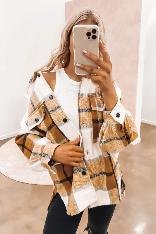 Women's denim jackets with a patchwork design for a bohemian and artsy styleSmith Shacket Brown Women's denim jackets with a patchwork design for a bohemian and artsy styleSmith Shacket Brown