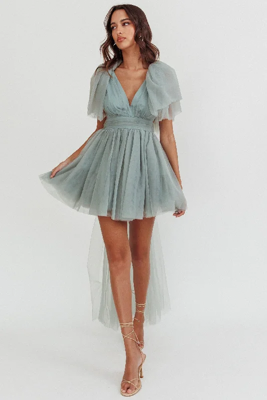 Shift Women Dress with a Simple and Classic Design for Everyday WearStar Power Tulle Train Mini Dress Pistachio