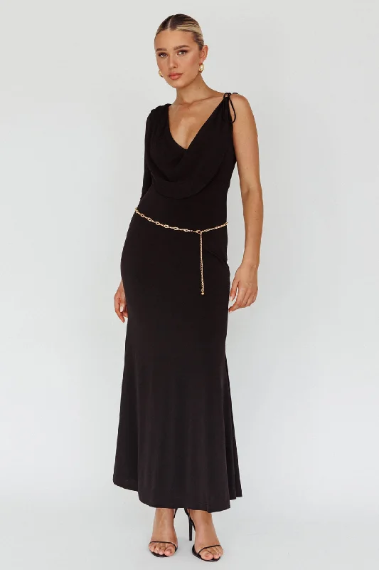 Little Black Women Dress with Sequins for a Glamorous Night OutStar Walker One Sleeve Maxi Dress Black