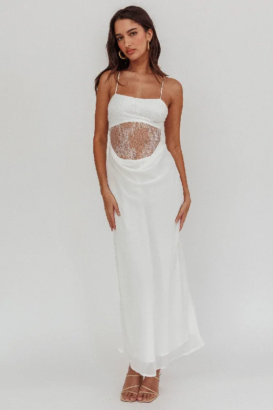 Mermaid - Style Women Dress with a Fitted Silhouette for Special OccasionsThese Days Backless Lace Waist Maxi Dress White