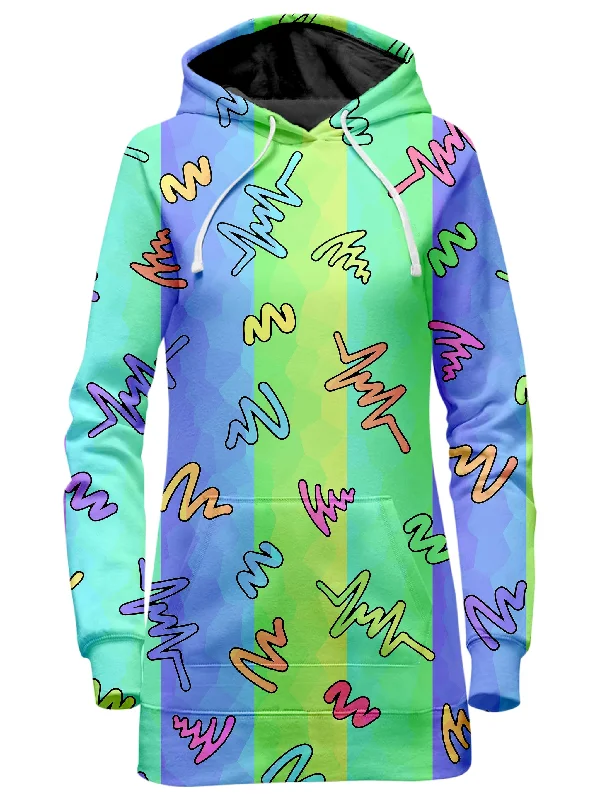 Women's tie - dye hoodie in bright colors for a retro and eye - catching styleTrippy Doodles Hoodie Dress Women's tie - dye hoodie in bright colors for a retro and eye - catching styleTrippy Doodles Hoodie Dress