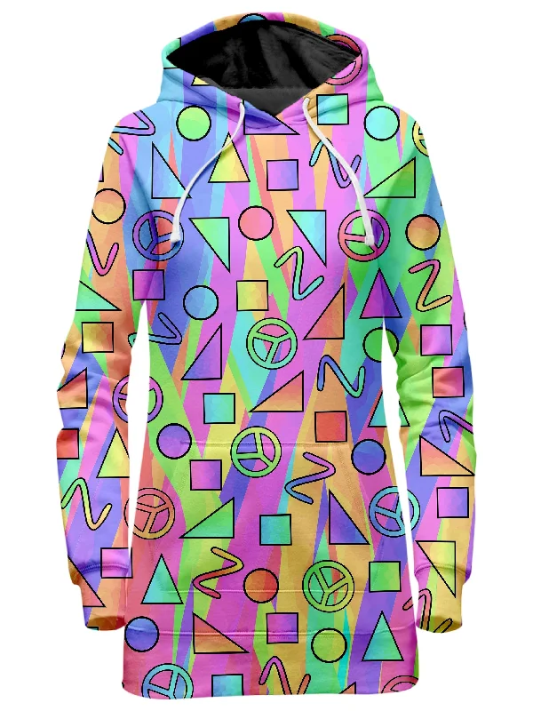 Women's cropped sweatshirt with a lace - trimmed hem for a romantic lookTrippy Retro Peace Signs Hoodie Dress Women's cropped sweatshirt with a lace - trimmed hem for a romantic lookTrippy Retro Peace Signs Hoodie Dress