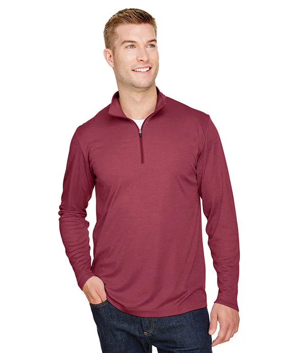 TT31H - Team 365 Mens Zone Sonic Heather Performance Quarter-Zip Shirt | Sport Maroon Heather