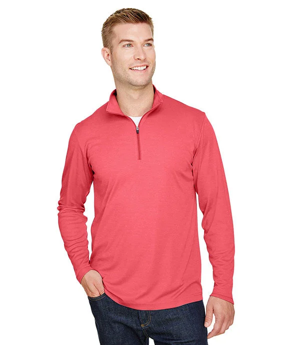 TT31H - Team 365 Mens Zone Sonic Heather Performance Quarter-Zip Shirt | Sport Red Heather